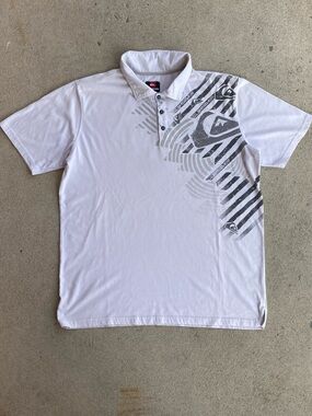 Y2k White Quiksilver Polo Shirt